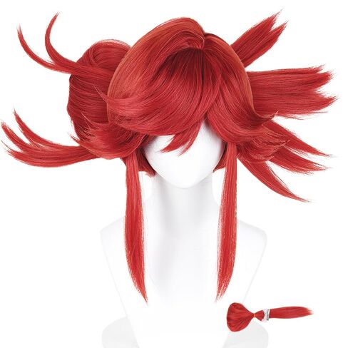 Wiggy Mermaid Riyo Cosplay Wig with Hairpiece Short Red Hair Wigs + Cap for Halloween Reaper Costume in Saudi Arabia