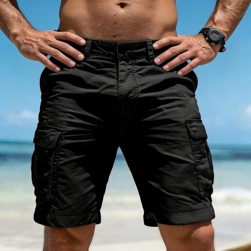 Men's Cargo Shorts Summer Casual Work Shorts Breathable Lightweight Outdoor Hiking Camping Short Pants in Kuwait