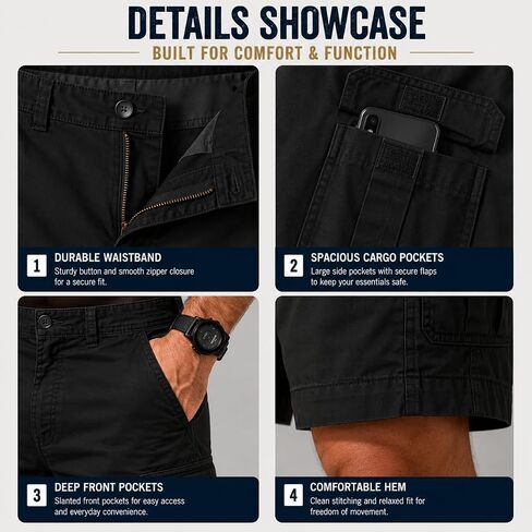 Men's Cargo Shorts Summer Casual Work Shorts Breathable Lightweight Outdoor Hiking Camping Short Pants in Kuwait