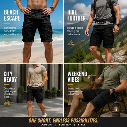 Men's Cargo Shorts Summer Casual Work Shorts Breathable Lightweight Outdoor Hiking Camping Short Pants in Kuwait