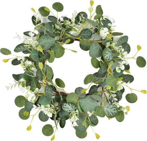 LSKYTOP Artificial Green Eucalyptus Wreaths 12'' Spring Summer Eucalyptus Leaf Wreaths for Home Farmhouse Front Door Decor in Kuwait