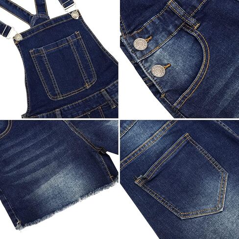 LONGYIDA Overall Shorts for Women Adjustable Straps Stretch Denim Bib Overalls Short Frayed Raw Hem Rompers in Saudi Arabia