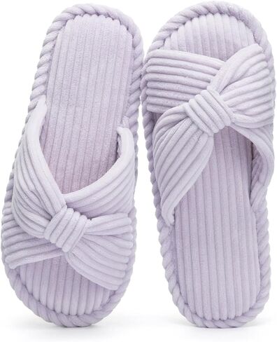 Slippers for Women Memory Foam Bow House Slippers Crossband Open Toe Slides Sandals Shoes Non-slip House Shoes in Saudi Arabia