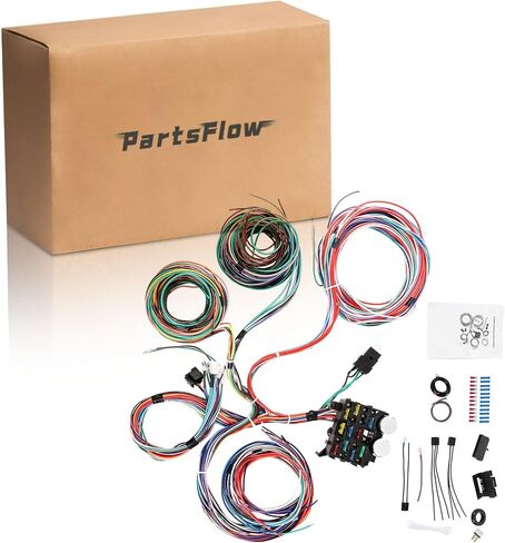 Partsflow Universal Extra Long 12 Circuit Wiring Harness Street Hot Rod Wire for Chevrolet Chevy Mopar for Ford Muscle Car Hot Rod Rod Cable XL in Kuwait