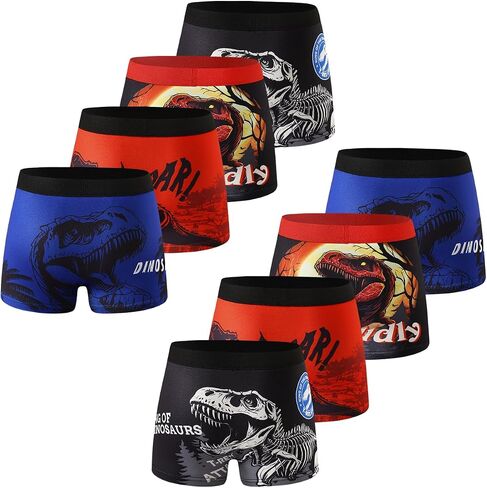 Boys Dinosaur Underwear, Boys Boxer Briefs, 8 Pack, Wide Waistband, Comfortable Fun Prints, for School, Sports in Saudi Arabia