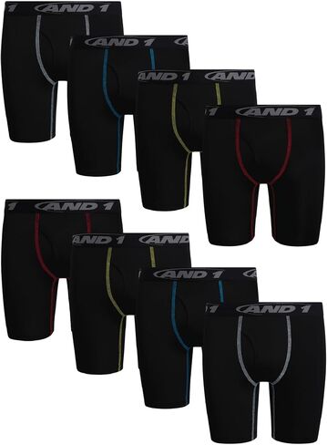 AND1 Boys Boxer Briefs - 4 Pack/8 Pack Performance 6" Inseam Long Leg Boys Underwear Boxers with Functional Fly Pouch in Kuwait