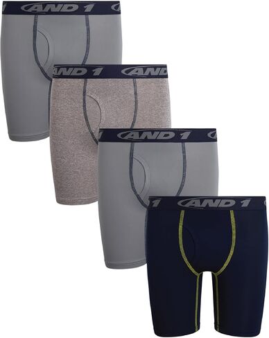 AND1 Boys Boxer Briefs - 4 Pack/8 Pack Performance 6" Inseam Long Leg Boys Underwear Boxers with Functional Fly Pouch in Kuwait