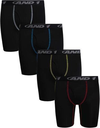 AND1 Boys Boxer Briefs - 4 Pack/8 Pack Performance 6" Inseam Long Leg Boys Underwear Boxers with Functional Fly Pouch in Kuwait