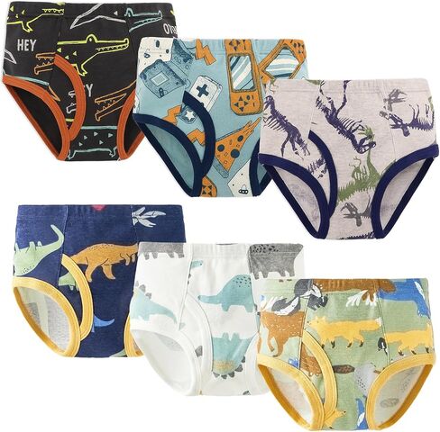 Little Boys Briefs, 100% Cotton Underwear for Toddlers, Dinosaur Truck Car Prints, in Kuwait