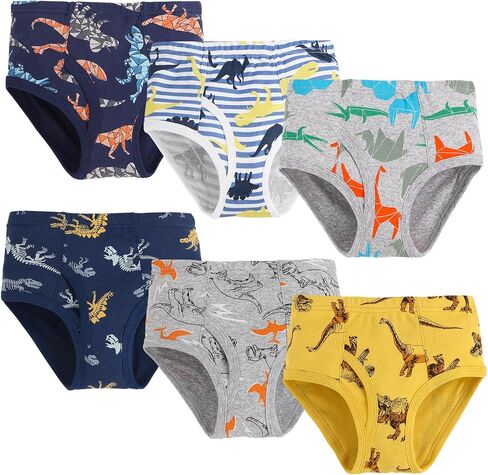 Little Boys Briefs, 100% Cotton Underwear for Toddlers, Dinosaur Truck Car Prints, in Kuwait
