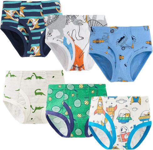 Little Boys Briefs, 100% Cotton Underwear for Toddlers, Dinosaur Truck Car Prints, in Kuwait