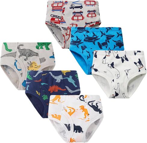 Little Boys Briefs, 100% Cotton Underwear for Toddlers, Dinosaur Truck Car Prints, in Kuwait