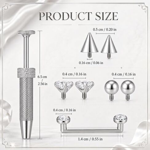 14G Titanium Surface Piercing Jewelry with 6 pcs Replacement Balls & Grabber Tool Double Crystal Internally Threaded Surface Tragus Staple Bar 14mm Flat Bar Unisex Body Jewelry in Kuwait