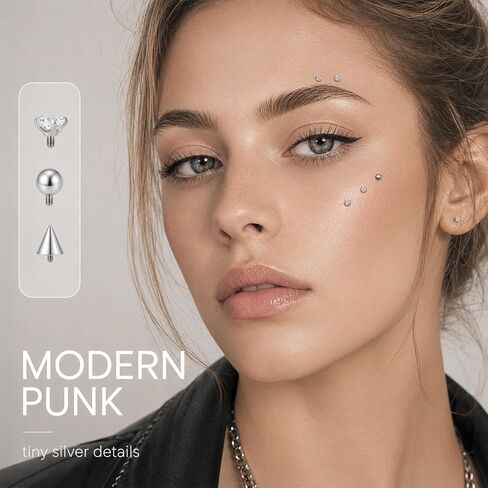 14G Titanium Surface Piercing Jewelry with 6 pcs Replacement Balls & Grabber Tool Double Crystal Internally Threaded Surface Tragus Staple Bar 14mm Flat Bar Unisex Body Jewelry in Kuwait