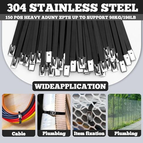 Cable Tie Gun Kit, Specialized Tool For Tightening And Cutting Stainless Steel Cable Ties, Comes With 200 Pieces Of Uv-Resistant Heavy-Duty Metal zip Ties And Industrial Scissors. in Kuwait