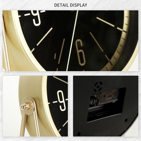 Vintage Metal Desk Clock for Bedroom, with Adjustable Angle Ticking Small Battery Operated Mantel Bedside Clock, Decorative Table Old Fashioned Style Black Decor Adult Kid Gift,Gold Black in Saudi Arabia