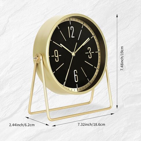 Vintage Metal Desk Clock for Bedroom, with Adjustable Angle Ticking Small Battery Operated Mantel Bedside Clock, Decorative Table Old Fashioned Style Black Decor Adult Kid Gift,Gold Black in Saudi Arabia
