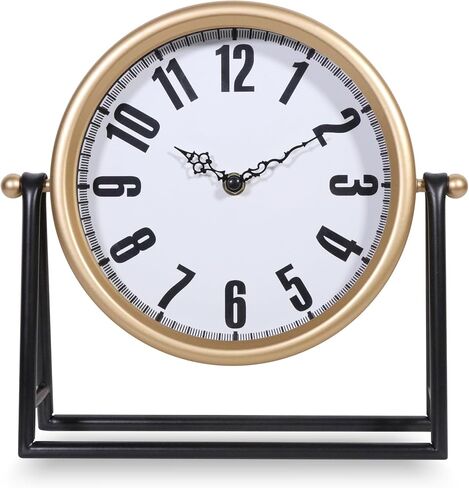 Vintage Gold Table Clock, Silent Non-Ticking Decorative Desk & Mantel Clock, Battery Operated Retro Farmhouse Shelf Decor for Living Room in Saudi Arabia