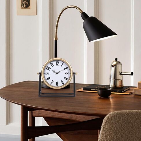 Vintage Gold Table Clock, Silent Non-Ticking Decorative Desk & Mantel Clock, Battery Operated Retro Farmhouse Shelf Decor for Living Room in Saudi Arabia