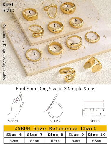 12 PCS Chunky Gold Stackable Rings for Women Non Tarnish 18K Gold Plated Statement Ring Stack Set Silver Adjustable Stacking Thumb Knuckle Band Dainty Open Rings Signet Cute Jewelry Gift in Saudi Arabia