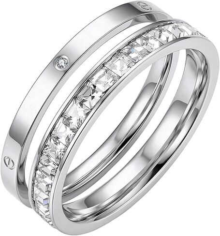 Women's Stackable Rings-18K Gold/Silver Steel-No Tarnish CZ Eternity/Screw in Kuwait