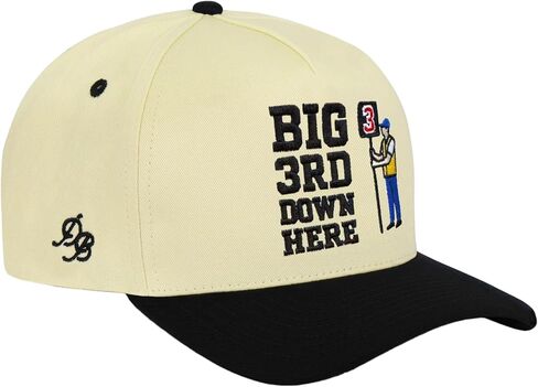 قبعة Snapback مضحكة لكرة القدم من Dad Brand Big 3rd Down Here للرجال - مطرزة بلونين كريمي وأسود، قفل سريع قابل للتعديل، قبعة منظمة من 5 ألواح - هدية لمحبي الرياضة in Kuwait