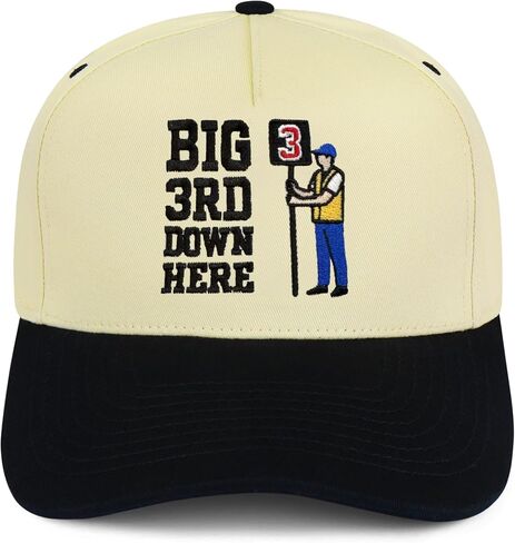 قبعة Snapback مضحكة لكرة القدم من Dad Brand Big 3rd Down Here للرجال - مطرزة بلونين كريمي وأسود، قفل سريع قابل للتعديل، قبعة منظمة من 5 ألواح - هدية لمحبي الرياضة in Kuwait
