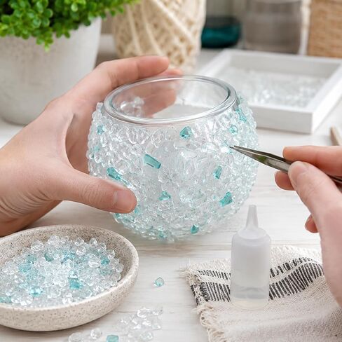 Crushed Glass for Resin Art, Decorative Shattered Glass for Crafts, Resin Fillers, Vase Fillers, Sparkling Glass Pieces for Home Decor, 3-6mm, 1.5LB (Clear) in Kuwait