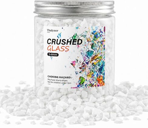 Crushed Glass for Resin Art, Decorative Shattered Glass for Crafts, Resin Fillers, Vase Fillers, Sparkling Glass Pieces for Home Decor, 3-6mm, 1.5LB (Clear) in Kuwait