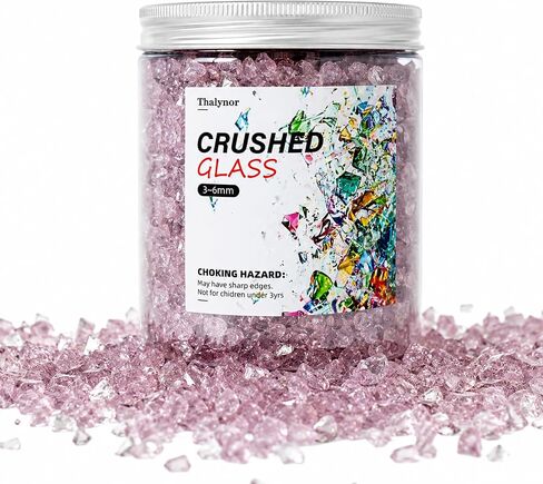 Crushed Glass for Resin Art, Decorative Shattered Glass for Crafts, Resin Fillers, Vase Fillers, Sparkling Glass Pieces for Home Decor, 3-6mm, 1.5LB (Clear) in Kuwait