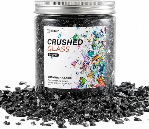 Crushed Glass for Resin Art, Decorative Shattered Glass for Crafts, Resin Fillers, Vase Fillers, Sparkling Glass Pieces for Home Decor, 3-6mm, 1.5LB (Clear) in Kuwait