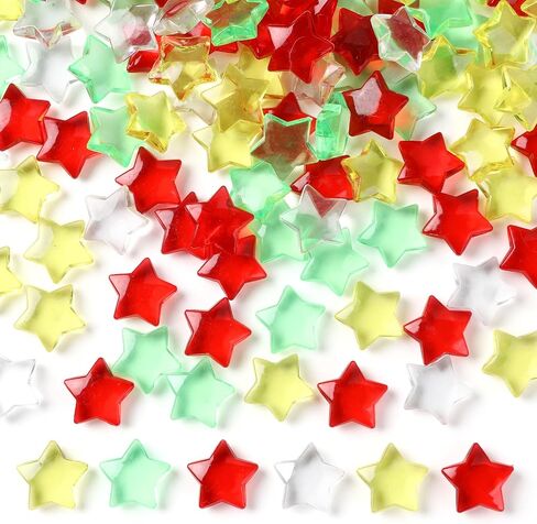 263 Pcs Colorful Acrylic Star Translucent Crystals Gem Vase Filler Ice Rocks, 3D Star Shaped Gems Xmas Easter Decorations for Table Scatter Birthday Party Wedding Arts Crafts in Kuwait