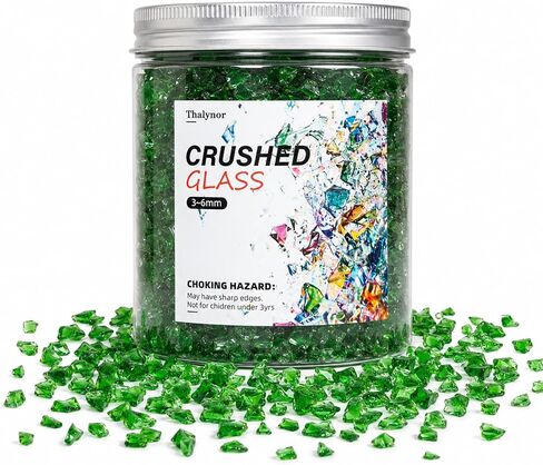 Crushed Glass for Resin Art, Decorative Shattered Glass for Crafts, Resin Fillers, Vase Fillers, Sparkling Glass Pieces for Home Decor, 3-6mm, 1.5LB (Clear) in Kuwait