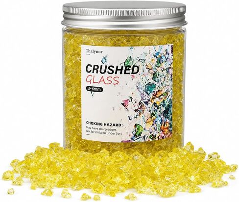 Crushed Glass for Resin Art, Decorative Shattered Glass for Crafts, Resin Fillers, Vase Fillers, Sparkling Glass Pieces for Home Decor, 3-6mm, 1.5LB (Clear) in Kuwait