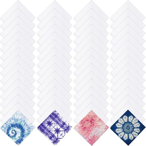 60PCS White Bandana Bulk for Tie Dying Bulk Blank, Solid Handkerchiefs DIY Blank Cotton Bandanas Plain Handkerchiefs Headband Head Wrap 22" x 22" in Saudi Arabia