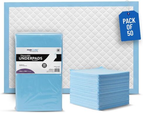 50 Count - 23 x 36 Inch, Procure Disposable Leakproof Underpads, Chronic Incontinence Bed Pads for Adults, Baby, Puppy, Dog Bed Pee Pads, Leak-Proof Super Absorbent, Quick-Dry Soft Surface in Saudi Arabia