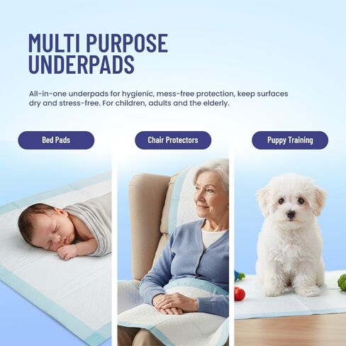 50 Count - 23 x 36 Inch, Procure Disposable Leakproof Underpads, Chronic Incontinence Bed Pads for Adults, Baby, Puppy, Dog Bed Pee Pads, Leak-Proof Super Absorbent, Quick-Dry Soft Surface in Saudi Arabia