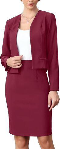 Allegra K Business Skirt Suit Set for Women Office Work Open Front Blazer and Pencil Skirt Elegant 2 Piece Outfits in Saudi Arabia