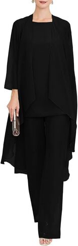 Zongqiven Chiffon Mother of The Bride Pant Suits Wedding 3Pcs Formal Outfit Set Evening Gown for Women in Saudi Arabia