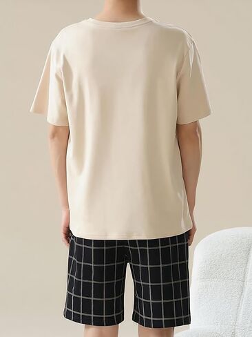 Men's Summer Pajamas Men Short Sleeves Shorts Sleepwear Men Round Collar Pajamas Set in Kuwait