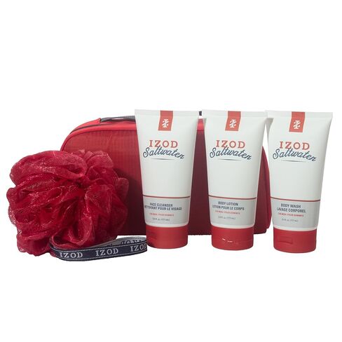 مجموعة حقائب أدوات الزينة IZOD 5 قطع Dopp Kit، حقيبة سفر/غسول الجسم/غسول الجسم/منظف الوجه/إسفنجة شبكية، سحاب مزدوج السحب، مجموعة ألعاب القوى (المياه المالحة) in Kuwait