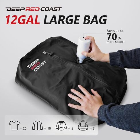 Vacuum Bags for Travel with Pump, 12GAL Compression Packing Cubes with Adjustable Shoulder Strap, IP68 Reusable Vacuum Packing Cubes for Luggage, Backpack, Suitcase, Yoga, Swim, Beach in Saudi Arabia