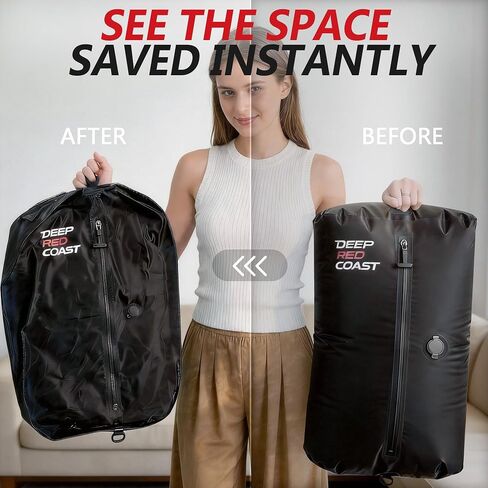 Vacuum Bags for Travel with Pump, 12GAL Compression Packing Cubes with Adjustable Shoulder Strap, IP68 Reusable Vacuum Packing Cubes for Luggage, Backpack, Suitcase, Yoga, Swim, Beach in Saudi Arabia