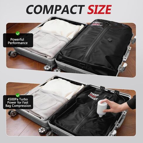 Vacuum Bags for Travel with Pump, 12GAL Compression Packing Cubes with Adjustable Shoulder Strap, IP68 Reusable Vacuum Packing Cubes for Luggage, Backpack, Suitcase, Yoga, Swim, Beach in Saudi Arabia