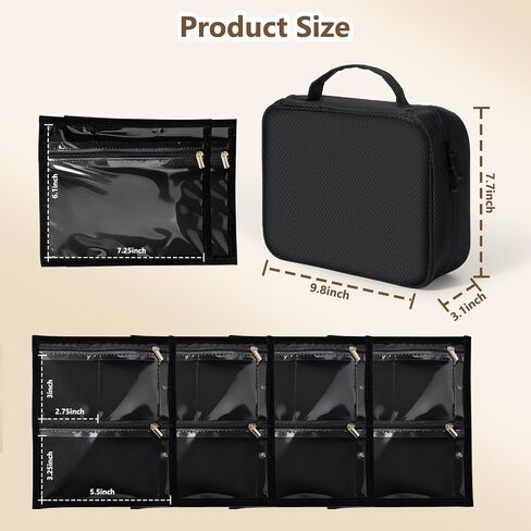 Travel Jewelry Organizer Case, Jewelry Storage Book Binder, Portable Transparent Jewelry Storage Bag with Zipper Velvet Pouch for Earrings, Rings, Necklace, Bracelet, Ideal for Gifts (Black) in Saudi Arabia