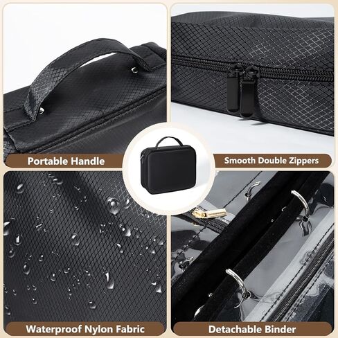 Travel Jewelry Organizer Case, Jewelry Storage Book Binder, Portable Transparent Jewelry Storage Bag with Zipper Velvet Pouch for Earrings, Rings, Necklace, Bracelet, Ideal for Gifts (Black) in Saudi Arabia