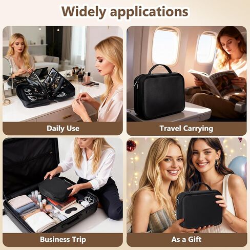 Travel Jewelry Organizer Case, Jewelry Storage Book Binder, Portable Transparent Jewelry Storage Bag with Zipper Velvet Pouch for Earrings, Rings, Necklace, Bracelet, Ideal for Gifts (Black) in Saudi Arabia