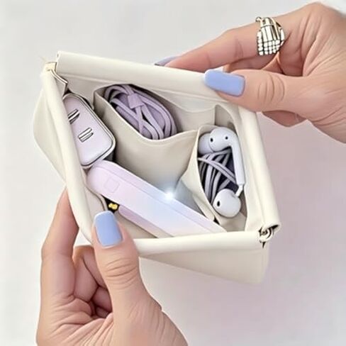 Lavender Makeup Pouch with Pockets for Purse Organization, Soft Leather Small Clasp Cosmetic Bag, Pastel Purple Cloud Coin Purse in Kuwait