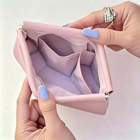 Lavender Makeup Pouch with Pockets for Purse Organization, Soft Leather Small Clasp Cosmetic Bag, Pastel Purple Cloud Coin Purse in Kuwait