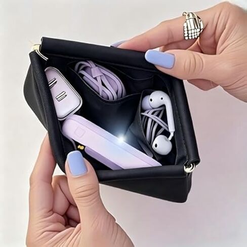 Lavender Makeup Pouch with Pockets for Purse Organization, Soft Leather Small Clasp Cosmetic Bag, Pastel Purple Cloud Coin Purse in Kuwait